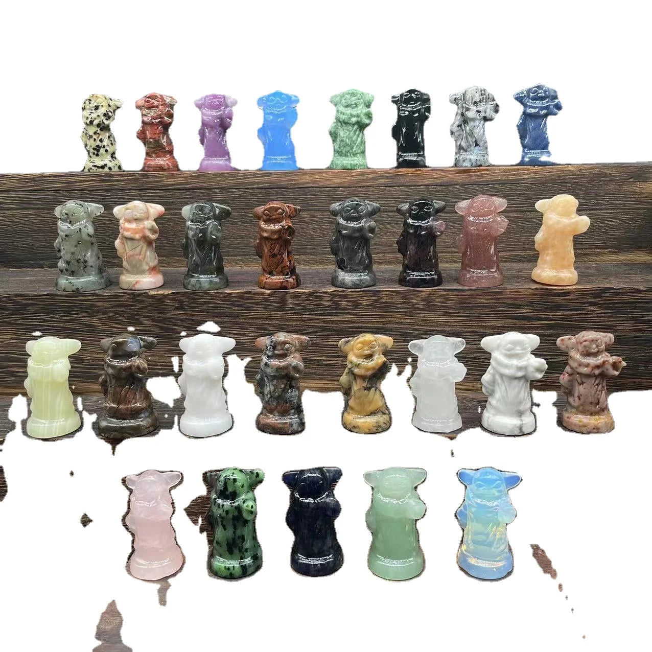 Natural Quartz Crystal Yoda 4cm Love Eco-Friendly Gemstone Carving Figurine for Home Decoration