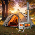 Outdoor Wood Burning Tent Stove Portable with Chimney Pipe for Cooking Camping Tent Hiking Fishing Backpacking