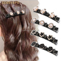 Hot Selling Fashion Hair Clip Clover Flower Sparkling Rhinestones Crystal Stonehair Claw Clip Women Braided Hair Claw Wholesale