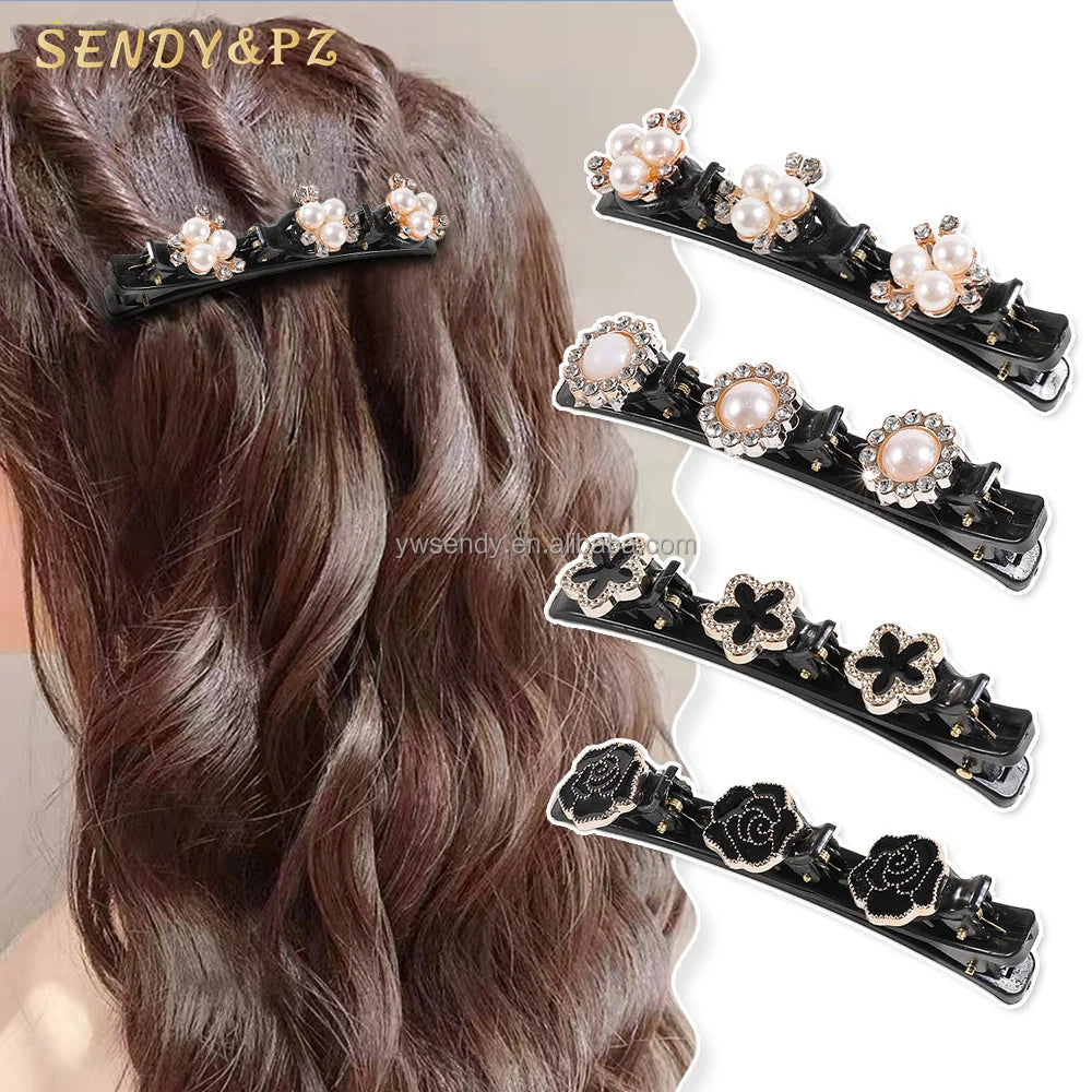 Hot Selling Fashion Hair Clip Clover Flower Sparkling Rhinestones Crystal Stonehair Claw Clip Women Braided Hair Claw Wholesale