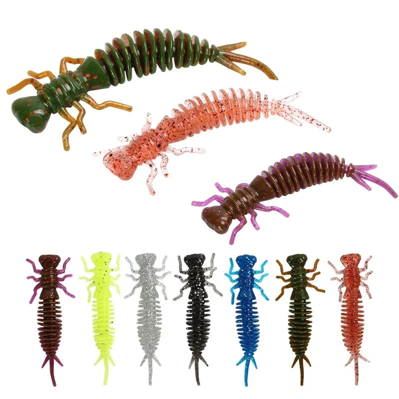 Wholesale Worm Larva Soft Lures 5.5cm/7.5cm/10cm Artificial Silicone Bait Jigging Wobblers Bass Carp Pesca Fishing Tackle