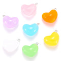 Colorful Glow Heart Shaped Resin Charms Accessories Pendants Handmade Jewelry DIY Earring Necklace 25*19mm W328