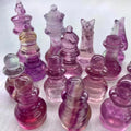 Fluorite Chess Natural Crystal Healing Stones Carved Crafts for Gifts