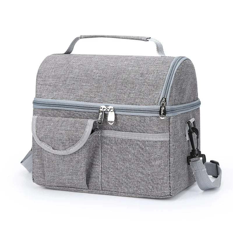 Portable Double-Layer Aluminum Foil Insulated Waterproof Eco-Friendly 15L Foldable One-Shoulder Zipper Closure Ice Pack Cooler