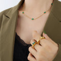 Fashion Classic Cute Emerald Color Necklace Gold Plated With Zircon     18K Gold Emerald    Pendant Necklace Design  for Woman