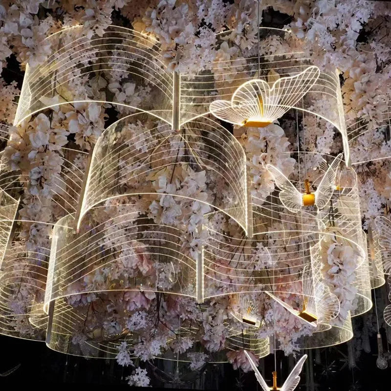 Modern Style Landscape Atmosphere Lamps Indoor Acrylic Butterfly Chandelier for Wedding Home Decoration