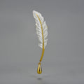 Lotus Fun Handmade 925 Sterling Silver Long Goose Feather Brooches Pin Luxury Fine Jewelry for Women