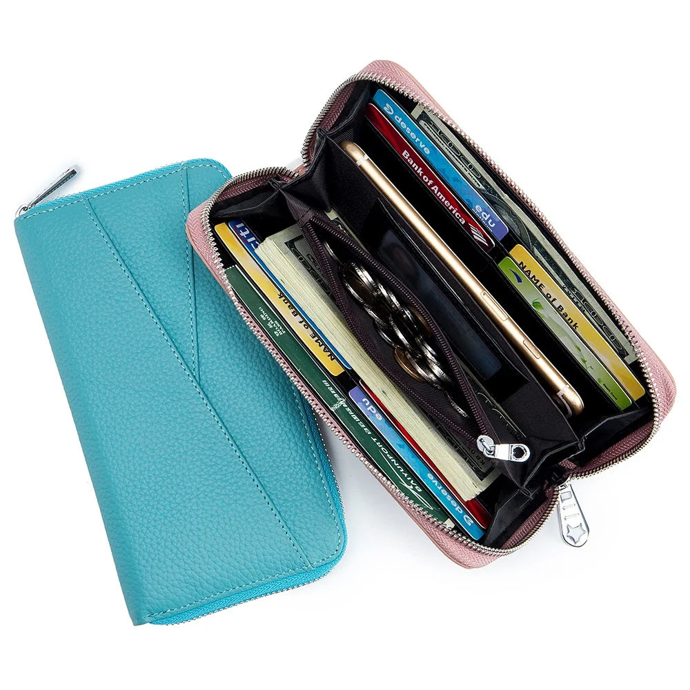 Women RFID Clutch Wallet Fashion Leather Long Purse