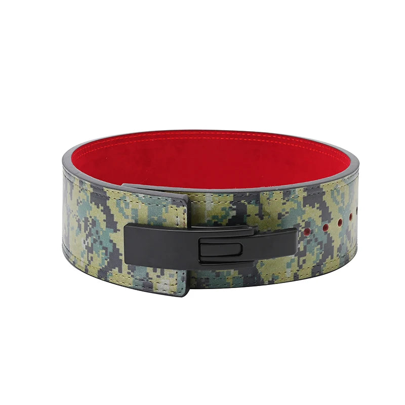 Custom Logo Fitness Waist Belt for Men 10 MM Camo Cowhide Material Powerlifting Weightlifting Lever Weight Lifting Back Support
