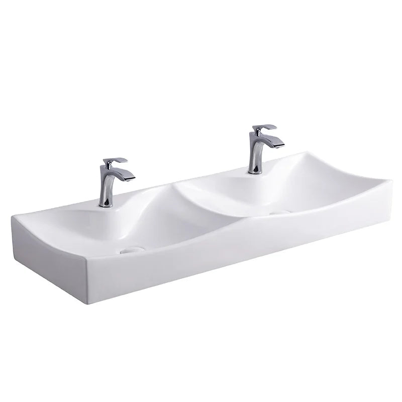 Luxury Modern Types Wall Hung Mounted Double White Ceramic Sink Bathroom Wash Hand Basins