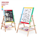 Customized 2 in 1 Wooden Classic Art Children Sketchpad Drawing Board Baby Early Educational Learning Toys for Kids Boys Girls