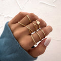 8Pcs/Set Vintage Rings Open Knot Adjustable Minimalist Ring Set Luxury Gold Plated For Women Twisted Heart Multi Layer Ring
