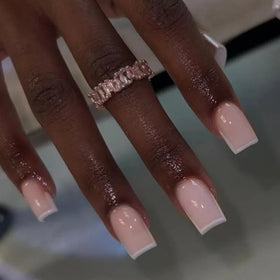 In Stock ABS French Square Medium Length Pink Nail Tip Artificial Fingernails False Nails Fake Press on Nails for Women