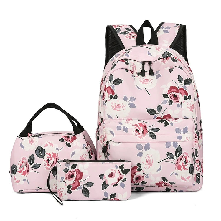 Women Good Quality Custom Small Classy Ladies Elegant Travel Sport Nylon Black Floral Embroidered Antitheft Back Pack