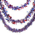 2M American Independence Day Red White Blue Star Tinsel Garland Patriotic Decorations Round Flakes Wide Leaf Fringe Streamers