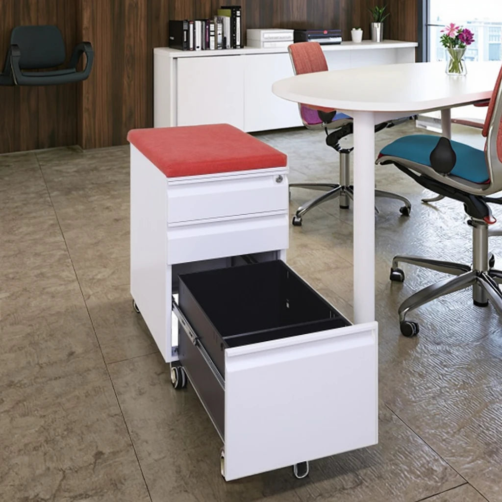 A4 File Metal Mobile Filing Storage Cabinets with Cushion Moving Steel Pedestal Cabinet