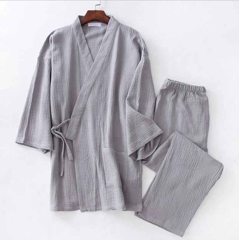 Kimono Style Crepe Breathable Fabric Pajama Suit