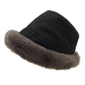 Custom logo Women Rolled Brim Faux Fur Cloche Hat Winter Furry Bucket Hat with Fleece Lining