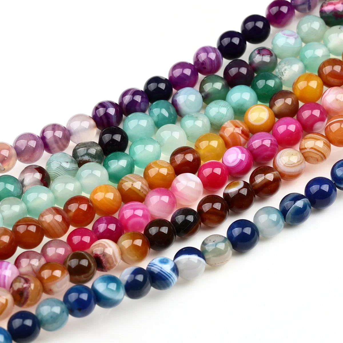 Wholesale Natural Gemstone Mix Agate Beads  Round Loose Stone Bracelet Jewelry  8 mm Crystal Beads for Jewelry Making