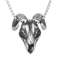 Fashionable Gothic Men Necklace Pingente Retro Punk Stainless Steel Demon Sheep Head Skull Pendant