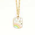 New Arrival Gold Plated Cz Zircon Star Moon Charm square Pendant Necklace