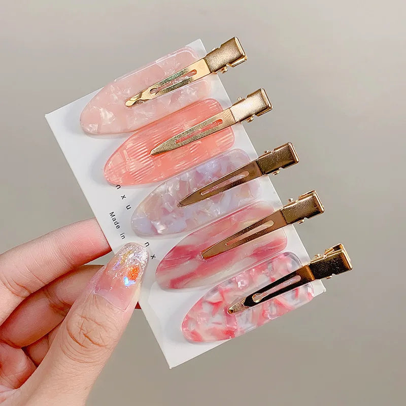 Genya Pink No Crease No Bend Acetate Hair Clips Duckbill Clip Sweet Bang Clip Hair Pin for Girls