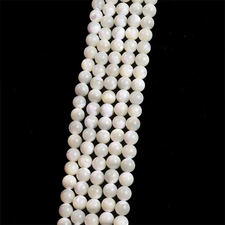 Top Quality Mother of Pearl Cream White Round Shell Beads