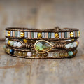 Fashion Jewelry Braided Crystal Beaded Bracelets Multi Layers Teardrop Natural Labradorite Dainty Bracelet for Women Girls