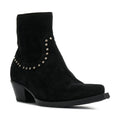 Top Grade Men's Black Casual Elegant Suede Decorative Rivets Genuine Leather Ankle Winter Hard-Wearing Zipper Pointed Toe