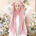 Plain Premium Instant Cotton Jersey Hijabs Scarves Fashion One Piece Set Ready to Wear Stretchy Cotton Jersey Head Hijabs Scarf
