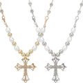 INS Hip Hop Vintage Pearl Rhinestone Choker Punk Sweet Cool Cross Pendant Collar Chain Necklace