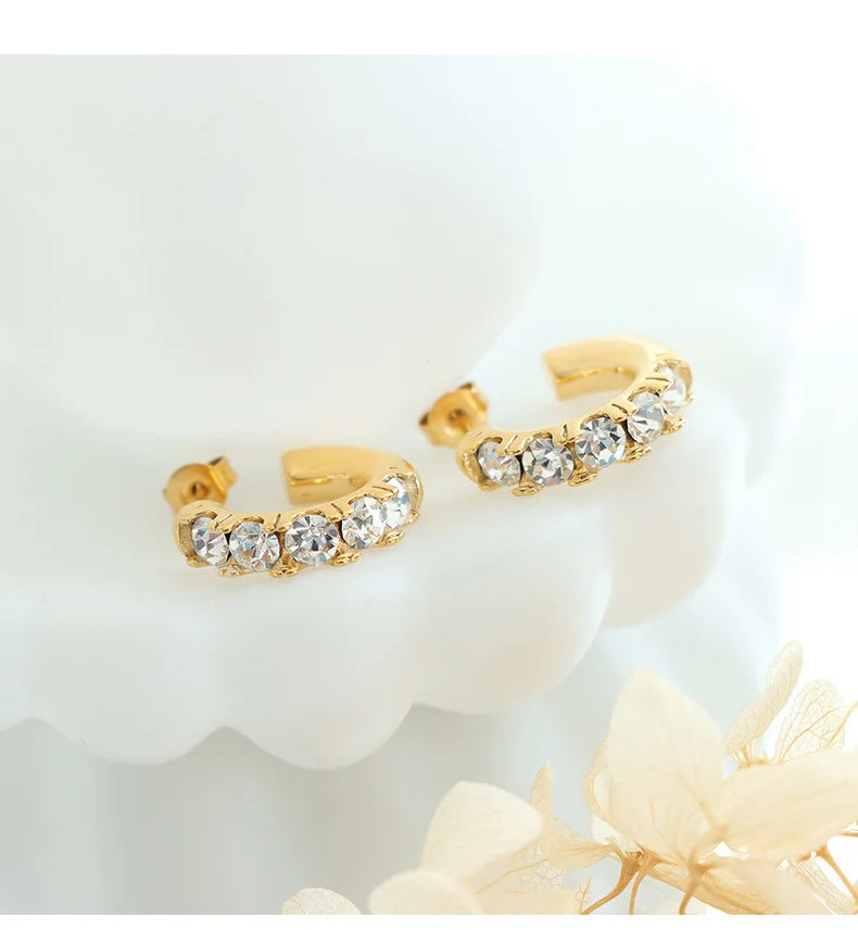 IVIAPRO High End 18K Gold Plated Non-tarnish & Waterproof CZ Pave Emerald Earrings Stainless Steel Jewelry Wholesale