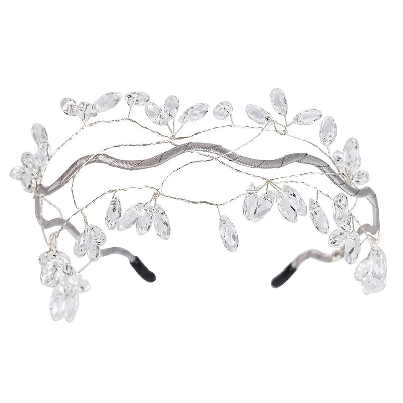 New Korean the Fresh and Elegant Hair Band Crystal Handcrafted Beaded Mesh Vine Headband Retro Fashion Ball Headwear for Women