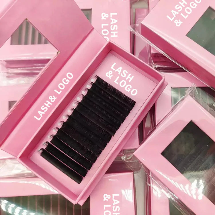 Individual Russian Mega Volume Eyelash Extension Handmade Eyelash Trays Oem Customized With Black Matte Color