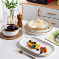 Nordic Luxury Wedding White Dishes Plates Dinner Tableware Set Custom Golden Edge Ceramic Dinnerware Set