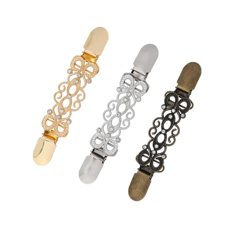 ZF Zinc Alloy Vintage Sweater Shawl Clips for Women & Girls Wedding Brooches