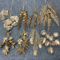 YOPIN 074 Christmas Decorations Artificial Flowers Golden Flowers Christmas Golden Leaf Decor