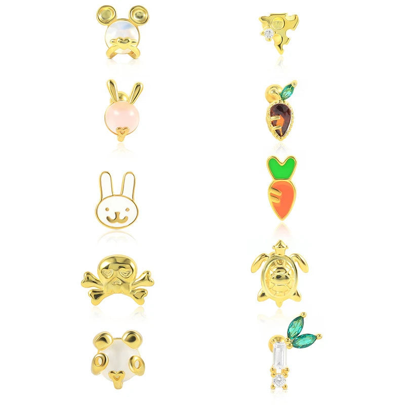Trendy Summer Fashion Sterling Silver Gold Plated Sea Turtle Animal Piercing Stud Earrings for Wedding & Party
