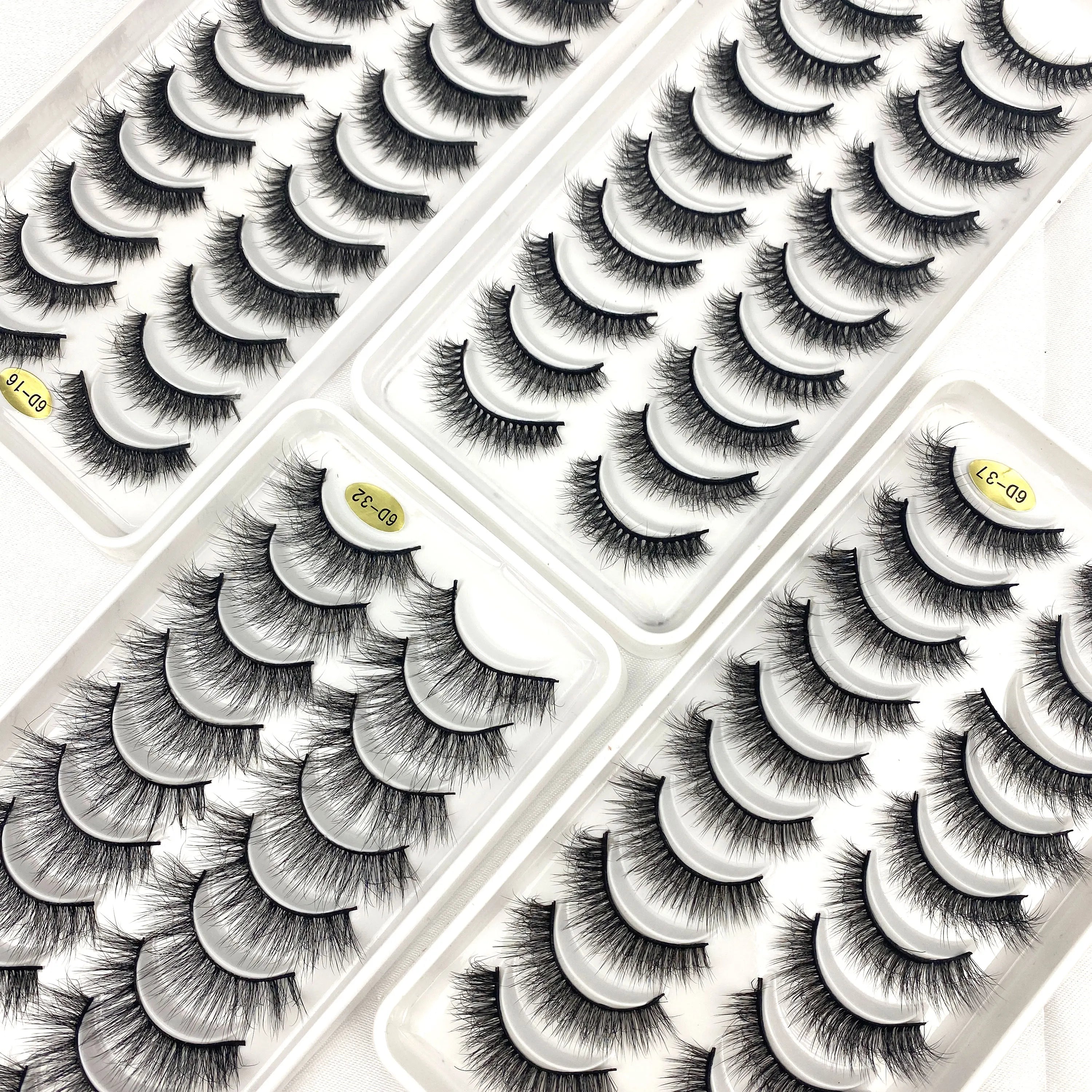 6D18 Wholesale False Eyelashes 10 Pairs Full Strip Mink Lashes 100% Handmade Custom Packaging Natural 3d Fluffy Lashes