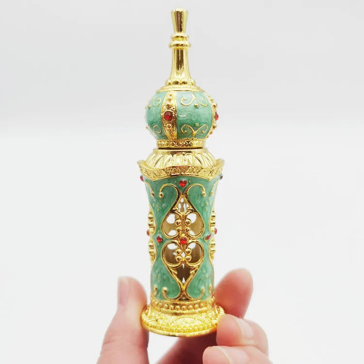 Luxury 12ml Dubai Arab Style Antique Perfume Bottle Glass Line Embroidery Empty Essential Oil Aroma Bottle Glass Essential Oil