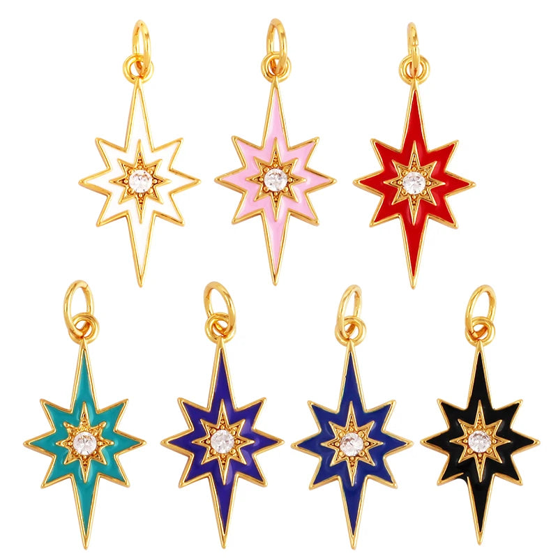 Enamel Celetial North Star Charm Pendant  Fashion Romantic Sweet Colorful Transparent Pendant  Girl Gift Party Jewelry M26