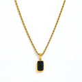 Joolim 18k Gold Plated PVD  Rectangle Black Stone Pendant Rope Chain Stainless Steel Necklace Trendy Jewelry Wholesale