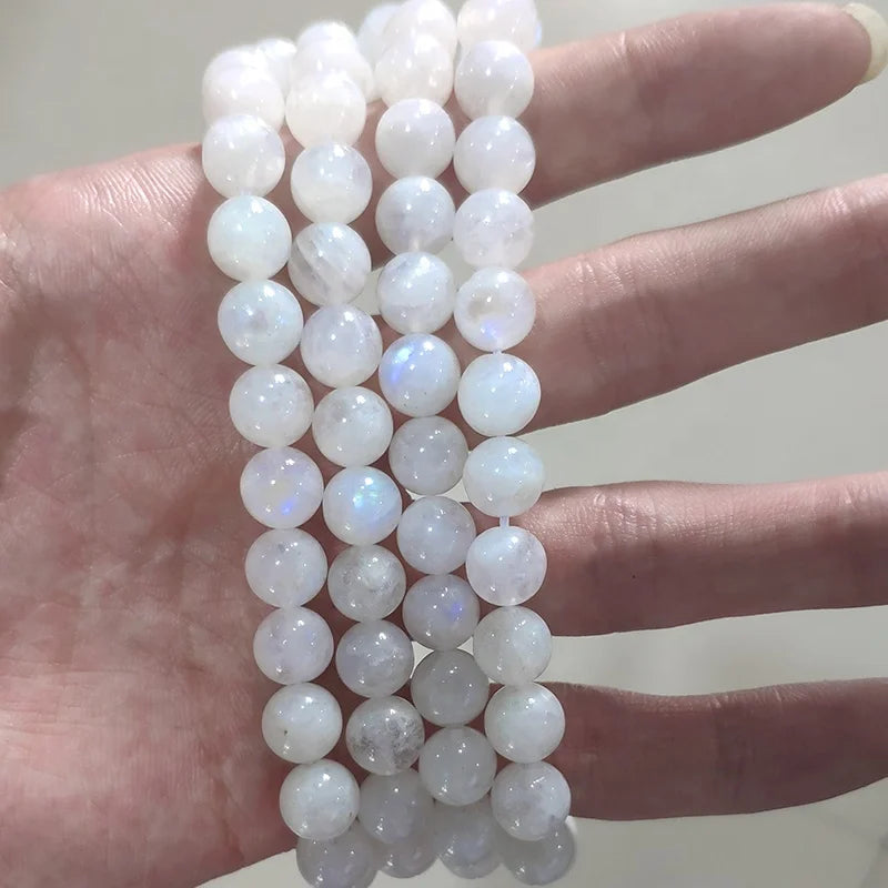 Top Quality Natural Moonstone Gemstone 8mm Round Loose Stone Beads for DIY Jewelry Making