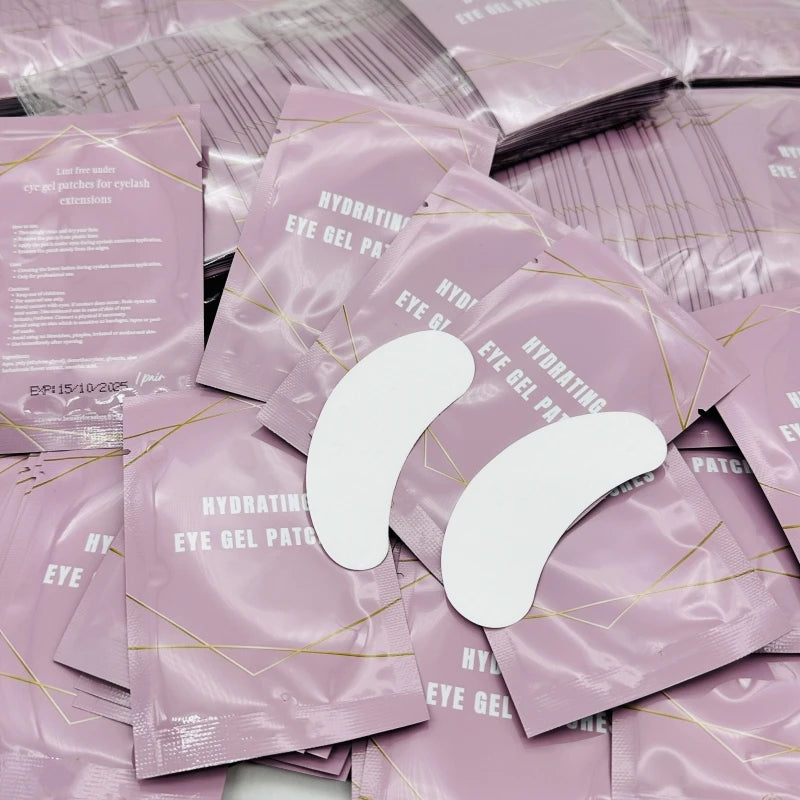 Customized Private Label Eye Pads for Lash Extension Colorful Cotton Eyepatch with Adhesive Gel Mask Form