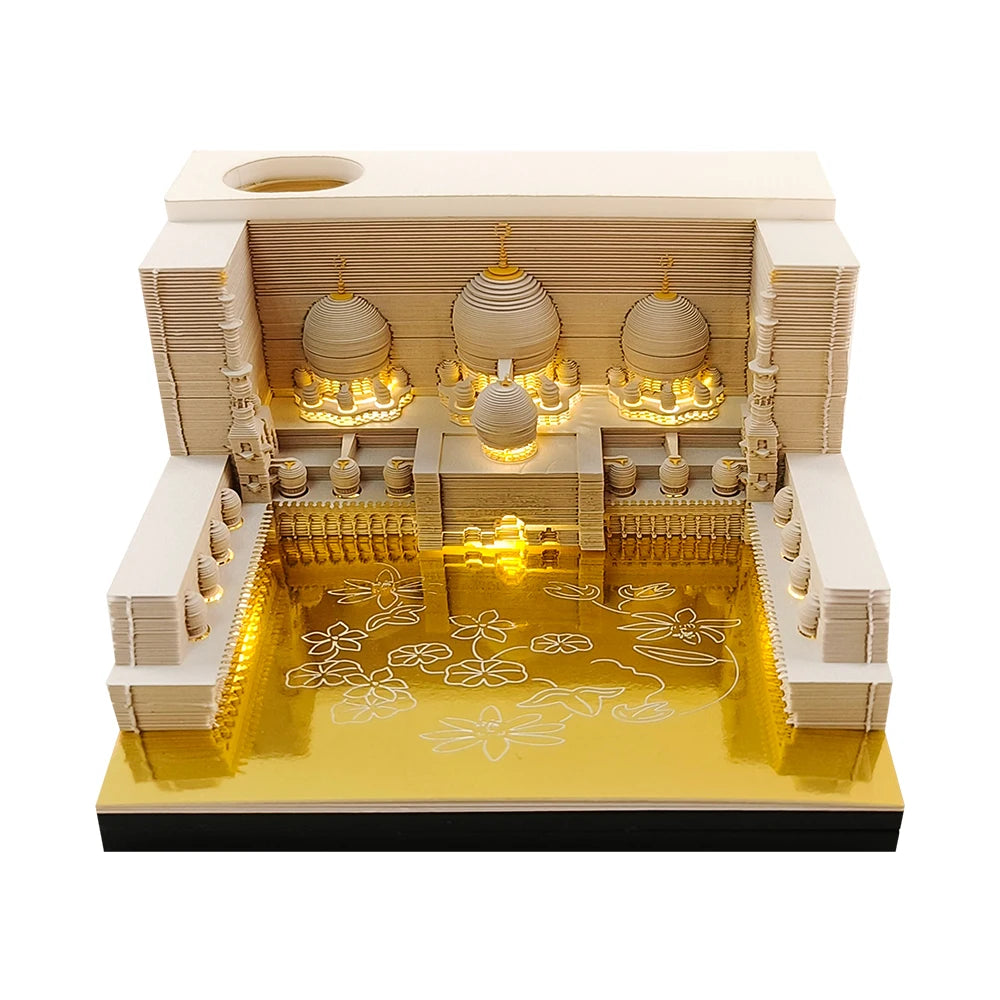 Masjid Building Bock Note Paper 3D Memo Pad Lighted up Paper Notes Block Diy Memo Pad Sheets Paper Craft Gift Notepad