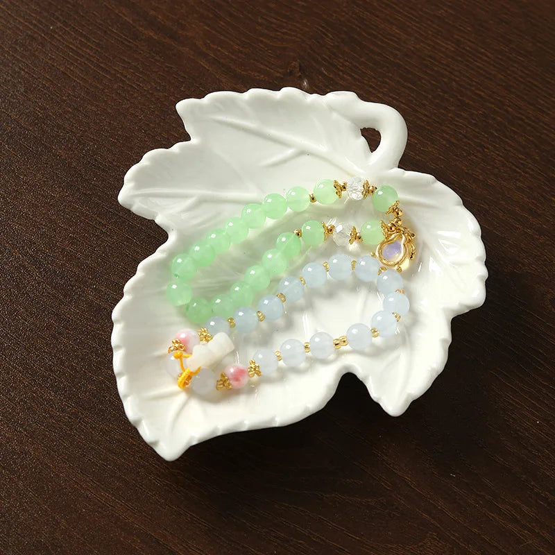 Ceramic Maple Leaf Necklace and Earring Display Plate Creative Customizable Jewelry Plate Design