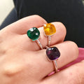 Trendy Wholesale Vintage Luxury Brass Classic 18K Gold Plated Gemstone Fashion Jewelry Gold Multicolor Y2k Crystal Women's Ring