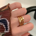 Handmade Genuine Freshwater Pearl Beads Copper Gold Plated Tray Minimalist Adjjustable Finger Ring Women Jewelry Daily Working