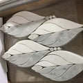 Nature White and Grey Marble Leaf Shape 10mm Modern Parquet Waterjet Mosaic Bathroom Shower Wall Tile for Living Room & Hall