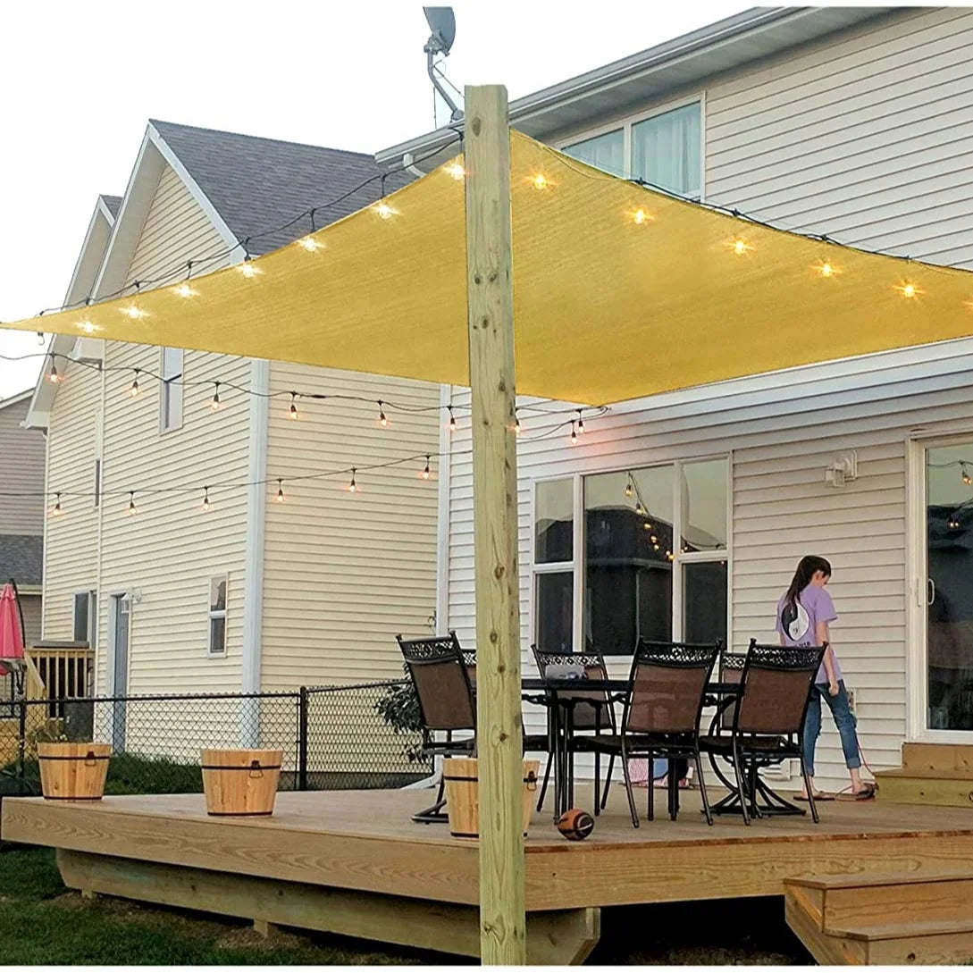 Factory Direct 7'x13' Rectangle Outdoor Patio Canopy Cover Woven Sun Shade Sail for Garden Playground Backyard for Play
